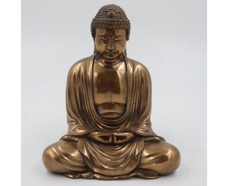 Cast metal Buddha statue meditating, H: 26 cm. UK P&amp;P Group 2 (£20+VAT for the first lot and £4+VAT for subsequent lots) 
