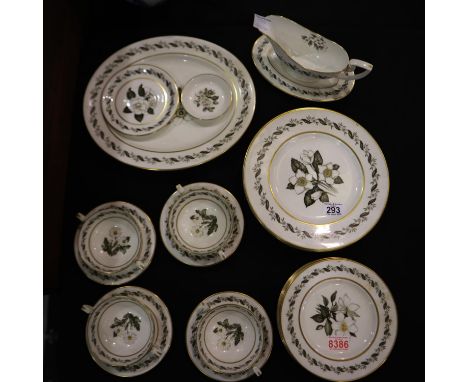 Royal Worcester dinnerware including soup coupes in the Bernina pattern, no cracks or chips. Not available for in-house P&amp