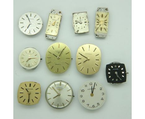 Eleven ladies Longines wristwatch movements. UK P&amp;P Group 0 (£6+VAT for the first lot and £1+VAT for subsequent lots) 