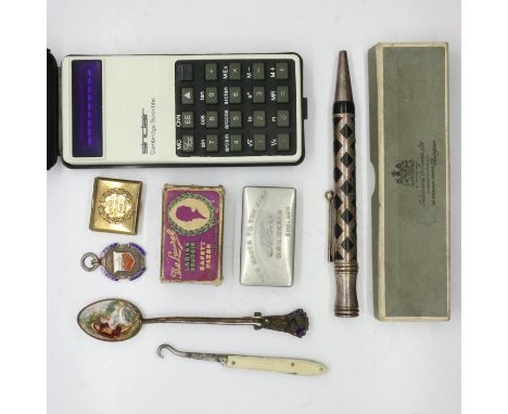 Mixed collectables, including an enamelled hallmarked silver fob for North-East Manchester Amateur Football League 1939-40, v