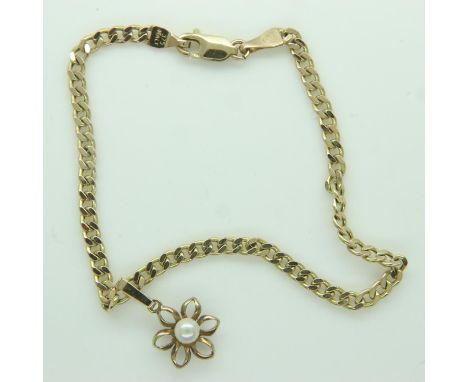 9ct gold bracelet with charm, L: 18cm, 2.5g. UK P&amp;P Group 0 (£6+VAT for the first lot and £1+VAT for subsequent lots) 