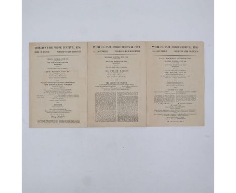1939 Worlds Fair New York: four Hall of Music programmes, each headlining the Polish Ballet, between Tuesday 6th to Sunday 11