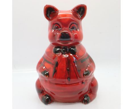 Anita Harris pig in a waistcoat, signed in gold, no cracks or chips, H: 18 cm. UK P&amp;P Group 2 (£20+VAT for the first lot 