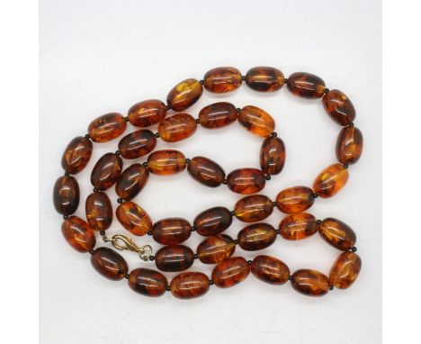 Baltic amber bead necklace, L: 84cm. UK P&amp;P Group 1 (£16+VAT for the first lot and £2+VAT for subsequent lots) 