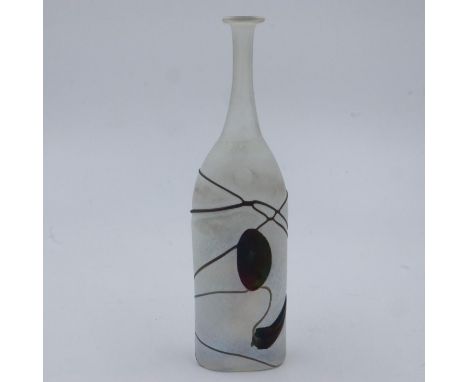 Astril Vallian Kosta Boda glass bottle, H: 34cm, no cracks or chips. UK P&amp;P Group 2 (£20+VAT for the first lot and £4+VAT