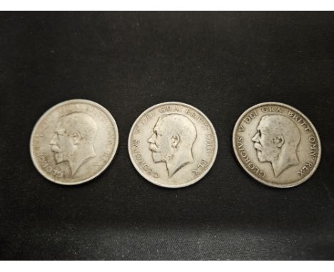 Three George V half crowns, 1914, 1915, and 1916. UK P&amp;P Group 0 (£6+VAT for the first lot and £1+VAT for subsequent lots