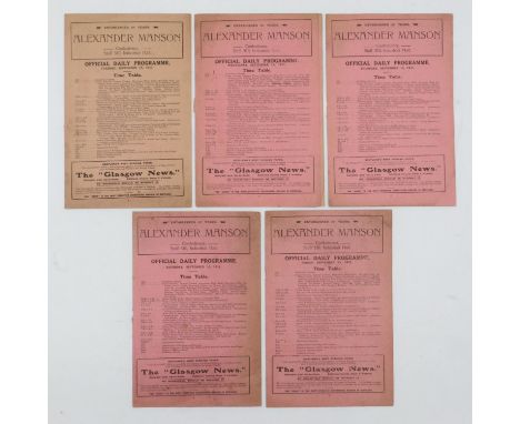 1911 Scottish Exhibition of National History, Art &amp; Industry collection of Official Daily Programmes, Tuesday 19th to Sat