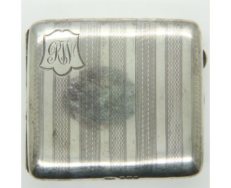 Hallmarked silver card case with faux tortoiseshell liner, 126g. UK P&amp;P Group 1 (£16+VAT for the first lot and £2+VAT for