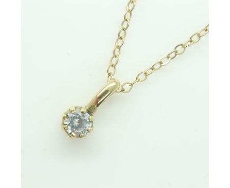 9ct gold chain and mount, set with white stone, chain L: 38 cm. UK P&amp;P Group 0 (£6+VAT for the first lot and £1+VAT for s