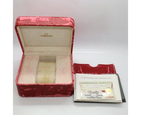 Omega gents wristwatch box with Omega papers. UK P&amp;P Group 1 (£16+VAT for the first lot and £2+VAT for subsequent lots) 