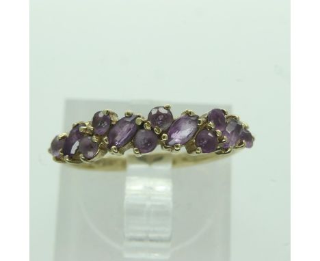 9ct gold ring set with amethyst, size L, 1.5g. UK P&amp;P Group 0 (£6+VAT for the first lot and £1+VAT for subsequent lots) 