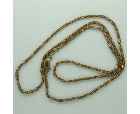 9ct gold rope chain, L: 47 cm, 5.0g. UK P&amp;P Group 0 (£6+VAT for the first lot and £1+VAT for subsequent lots) 