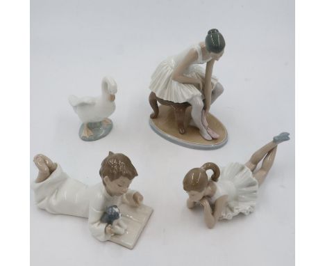 Four Nao figurines, largest H: 22 cm, no cracks or chips. UK P&amp;P Group 3 (£30+VAT for the first lot and £8+VAT for subseq