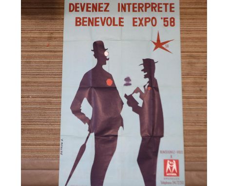 1958 - Expo Brussels poster advertisment. UK P&amp;P Group 1 (£16+VAT for the first lot and £2+VAT for subsequent lots) 