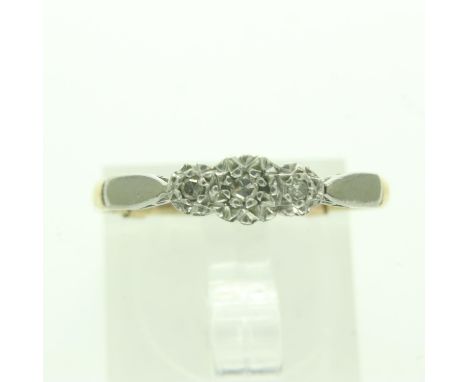 18ct gold diamond set trilogy ring, size N, 2.2g. UK P&amp;P Group 0 (£6+VAT for the first lot and £1+VAT for subsequent lots