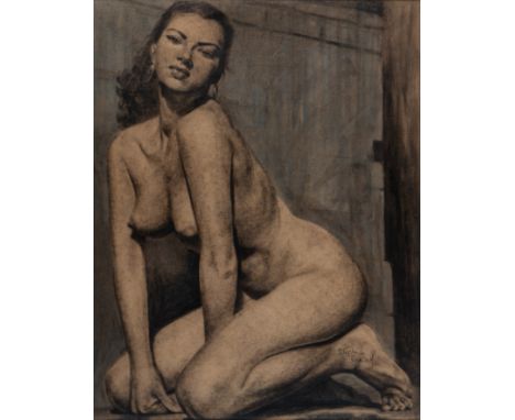 STEPHEN WARD (BRITISH 1912-1963) STUDY OF CHRISTINE KEELERsigned Stephen Ward lower right pencil and coloured crayon on paper