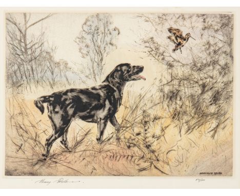 HENRY WILKINSON (BRITISH 1921-2011) SPANIEL WITH DUCK (I); RETRIEVER FLUSHING A SNIPE (II) (i) signed Henry Wilkinson to marg