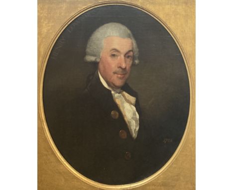 ENGLISH SCHOOL (18TH CENTURY) PORTRAIT OF HENRY LOWNDESdated 1786 lower rightoil on canvas65 x 53cm; 25 1/2 x 21in (oval) 91x