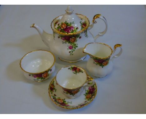 A Royal Albert 4 place tea service in Old Country Roses pattern