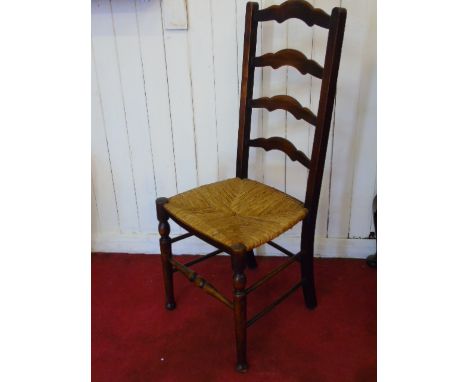 Set of 4 rush seat ladder back chairs