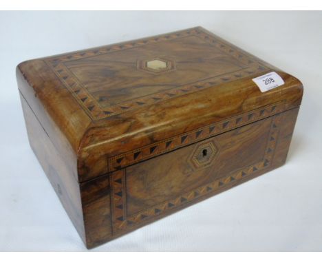 A Rosewood box with mother of pearl and boxwood inlays