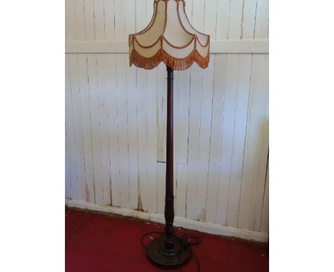 1930's / 1940's mahogany standard lamp with leaf decoration
