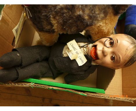 Steiff Terrier Dog and a Charlie McCarthy early 20th century ventriloquists toy 