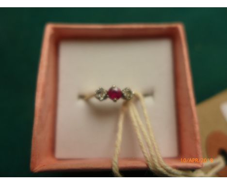 Old ruby and diamond 18ct gold ring (Size P)