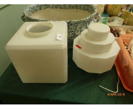 2 Art Deco opalescent light shades 