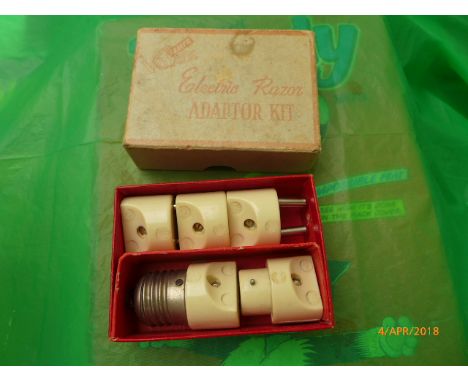 Box of 8 National Provincial Bank sealing wax straws, boxed electric razor adaptor kit, 5 Ordnance Survey Guide road maps (Gu