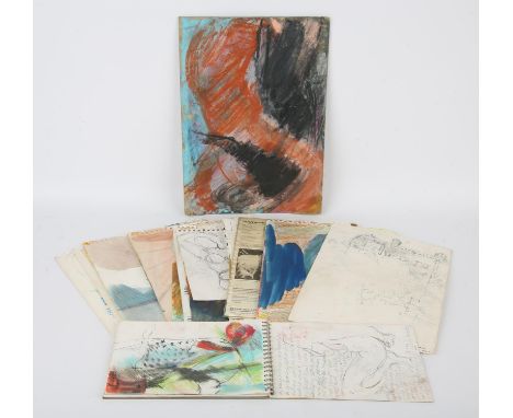 Adrian Frost (British 20th century), A collection of approx. 30 original works on paper, and an A5 sketch pad, including pain