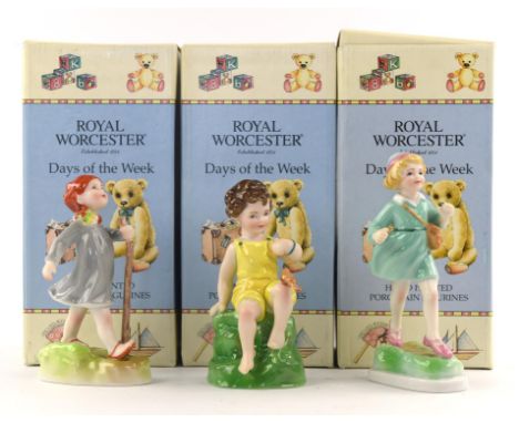 Fourteen Royal Worcester porcelain figures from 'The Days of the Week' series, all boxed.  (14)