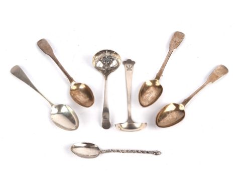 Quantity of silver flatware including a silver ladle and sifter ladle, 152gms