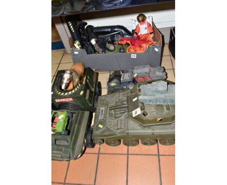 A QUANTITY OF ASSORTED ACTION MAN FIGURES, EQUIPMENT, ACCESSORIES AND VEHICLES, to include red devil parachutist and parachut