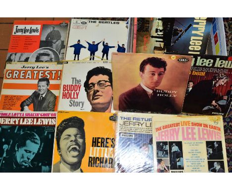 A BOX OF OVER 30 LP'S, by artists such as Jerry Lee lewis, Buddy Holly, Beach Boys, The Smiths, The Cure, The Rolling Stones,