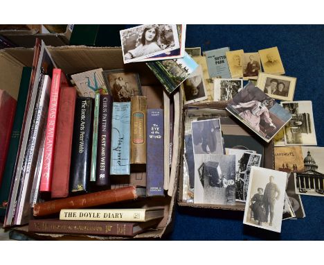 MIXED EPHEMERA, a box containing a small number of Edwardian/WWI era photographs, photographic negatives, postcards, theatre 