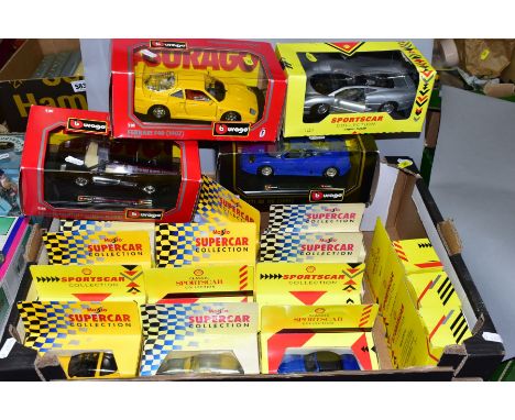 A QUANTITY OF ASSORTED BOXED MODERN DIECAST SPORTS CAR MODELS, to include 1/24 scale Burago and Shell Sportscar collection mo