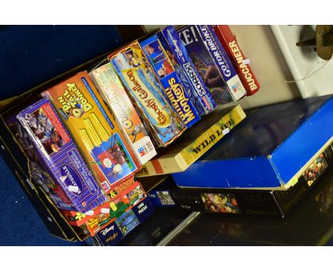 A BOX AND LOOSE OF JIGSAW PUZZLES AND BOARD GAMES, including MG Games Operation Shrek Edition, Waddingtons Buccaneer, Spears 