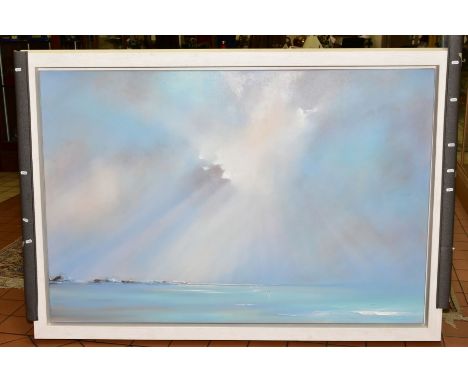 CLARE GROSE (BRITISH CONTEMPORARY) 'BRIGHTON PALACE PIER II', a seascape with distant yachts, signed bottom right, oil on can