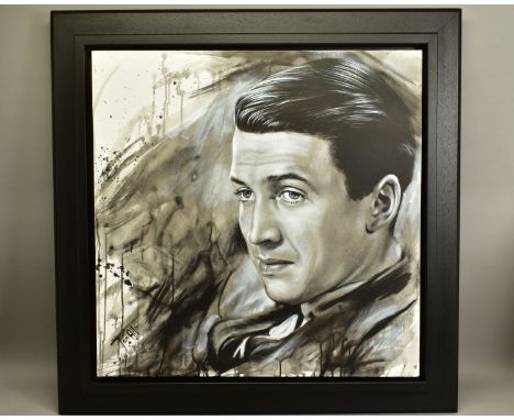 JEN ALLEN (BRITISH 1979) 'IT'S A WONDERFUL LIFE I' a portrait of Hollywood actor James 'Jimmy' Stewart, signed bottom left, o