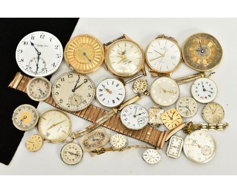 A QUANTITY OF WATCH PARTS AND MOVEMENTS, to include three watch straps, together with pocket watch and watch movements of bra