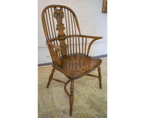 COMMEMORATIVE WINDSOR ARMCHAIR, beechwood and elm with Prince of Wales feathers and Spencer family coat of arms splat (to cel