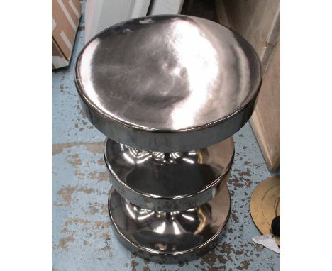INDIA MAHDAVI STOOL, Bishop palatine ceramic in chromed glaze, 40cm D x 58.5cm H.