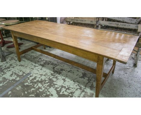 FARMHOUSE TABLE, vintage French cherrywood, with rectangular planked and cleated top, 234cm x 91cm x 72cm H. 