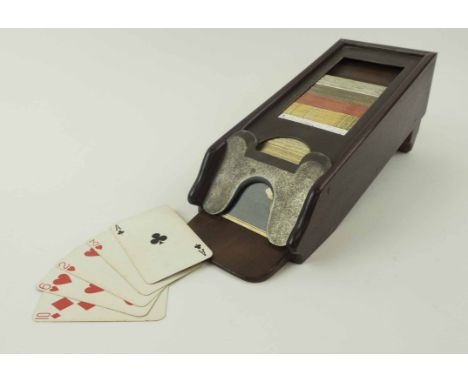 CARD SHOE BY BRIOTET, Paris, early 20th century, together with playing cards. 