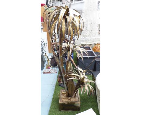 MAISON JENSON PALM TREE FLOOR LAMP, three branch, in a brass finish on weighted base, 155cm H.