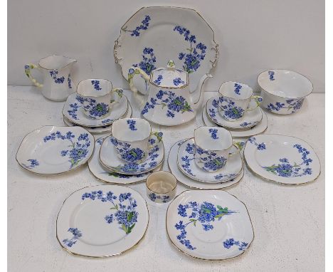 An Art Deco Royal Stafford part tea service decorated with blue floral sprigs pattern 6499 Location:If there is no condition 