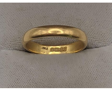 A 22ct yellow gold wedding band, size 'R'. weight 4.5gLocation:If there is no condition report, please request.