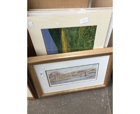 A limited edition Joan Wood framed print "Burnsall" and eight mounted photographic enlargements ( Michael Lovelady - Scotland