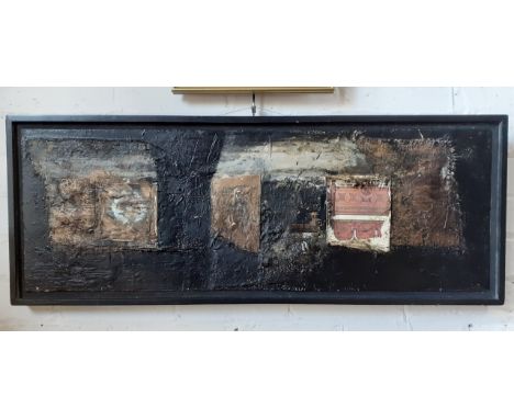 M K Ingham, 20th century school, mixed media, abstract, 990cm x 31.5cm, framed. 